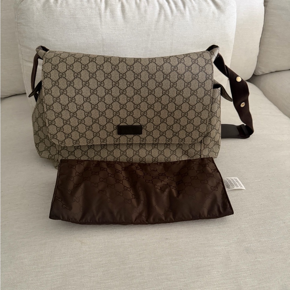 Gucci Beige and Brown Monogram Messenger Bag